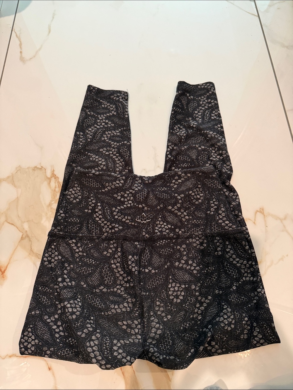 Beyond Yoga Black Lace-Patterned Leggings